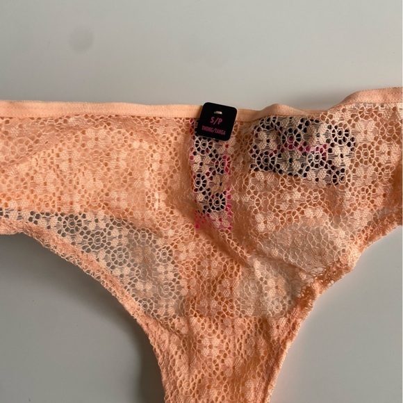 NWT 🍑 La Senza Lace Front Thong Panties in Peach • S Small - Picture 2 of 5